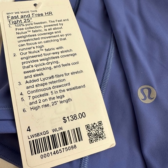 NWT Lululemon Fast and Free High Rise Tight 25” - Picture 3 of 4